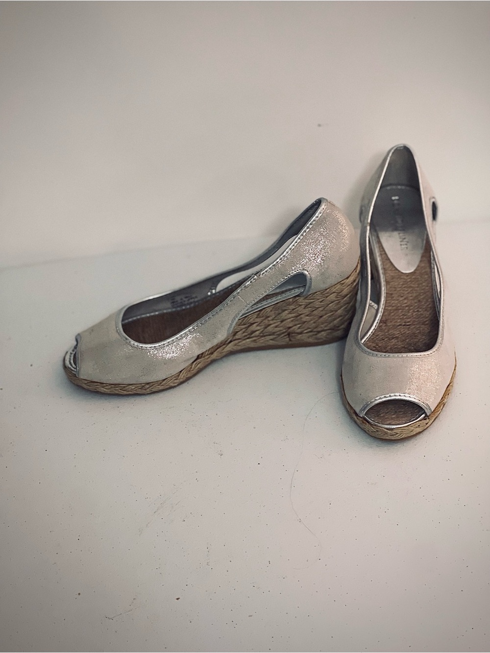 Donald Pliner Charlot Silver Leather Espadrille Wedge size 7.5